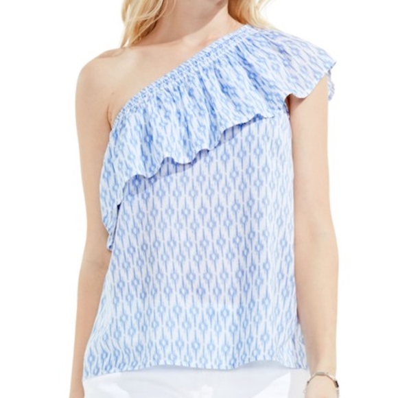 Two by Vince Camuto Ikat One-Shoulder Blouse - Picture 4 of 5